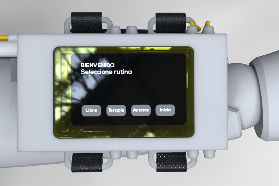 Render de pantalla digital de órtesis